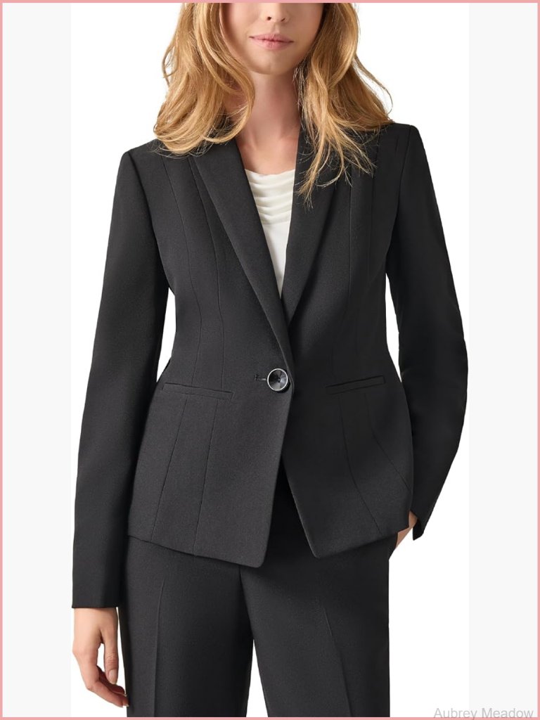 Women's Stretch Crepe Blazer With Notched Collar - Classic Fit